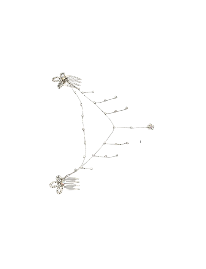 Χτενάκια μεταλλικά σε ασημί χρώμα με αλυσίδα σε 2 σχέδια