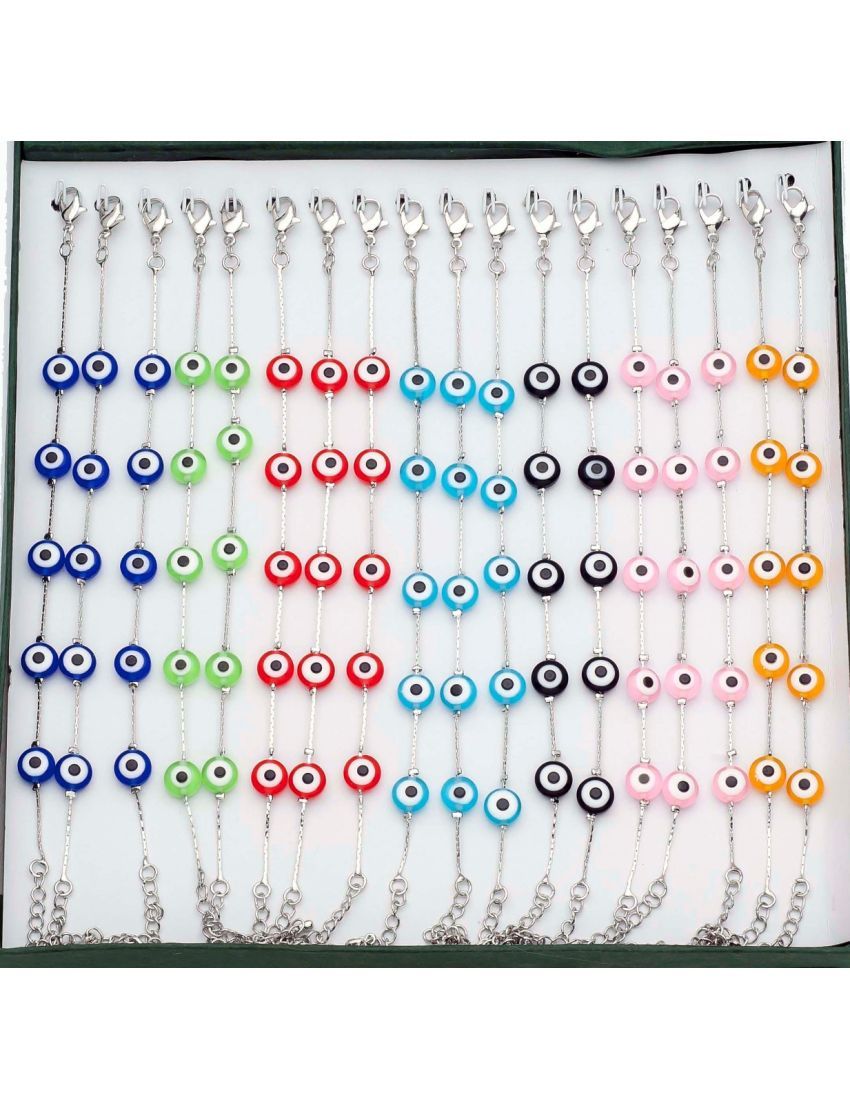 Αλυσίδα ποδιού μεταλλική διακοσμημένη με ματάκια σε 7 χρώματα