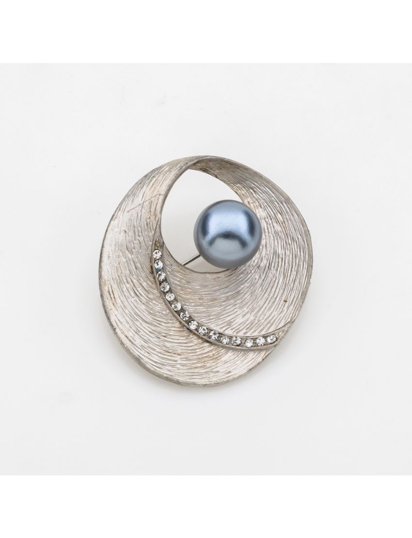 Vintage Silver Eclipse Pearl Brooch