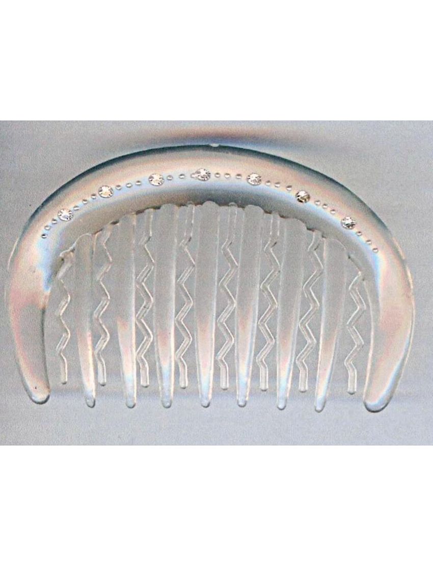 Χτενάκι πλαστικό σε λευκό ημιδιάφανο  χρώμα διακοσμημένο με στράς