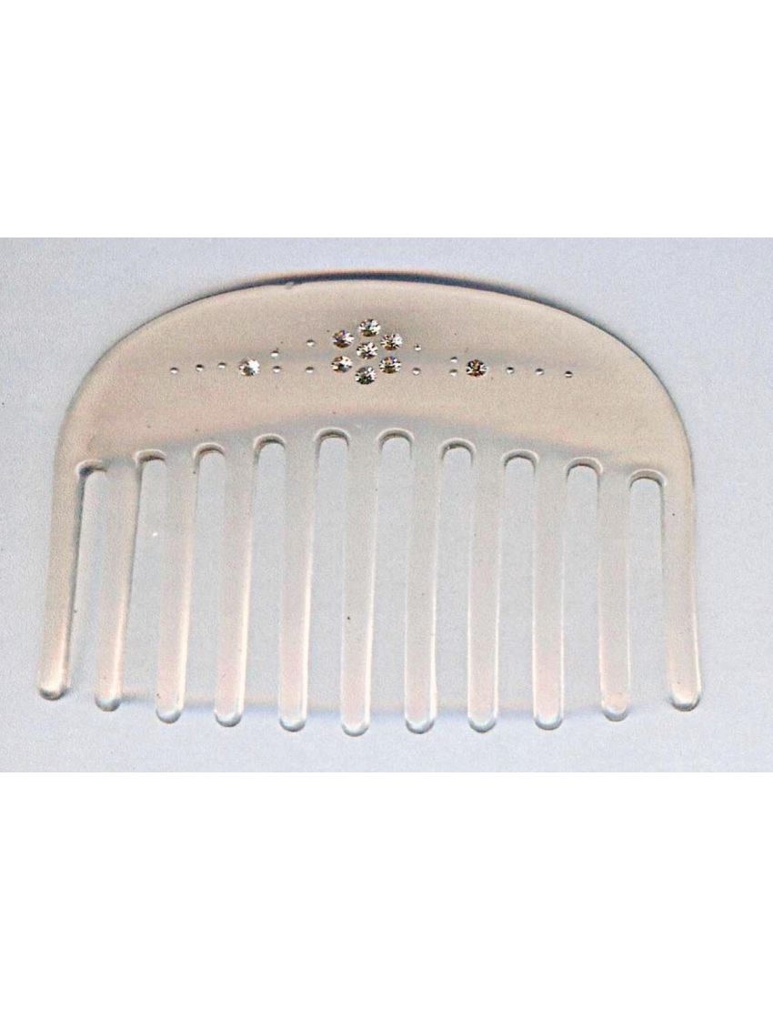 Χτενάκι πλαστικό ημιδιάφανο διακοσμημένο με στράς σε σχέδιο λουλούδι