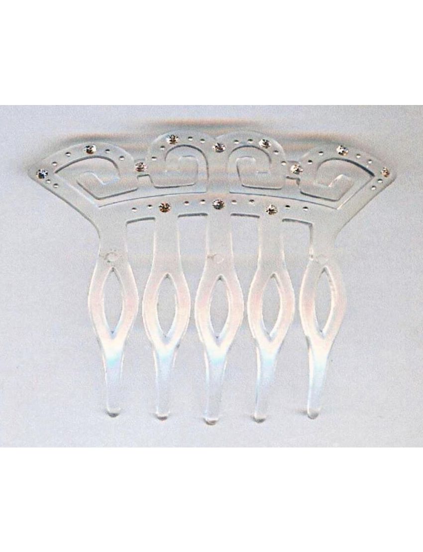 Χτενάκι πλαστικό ημιδιάφανο με περίτεχνο σχέδιο διακοσμημένο με στράς