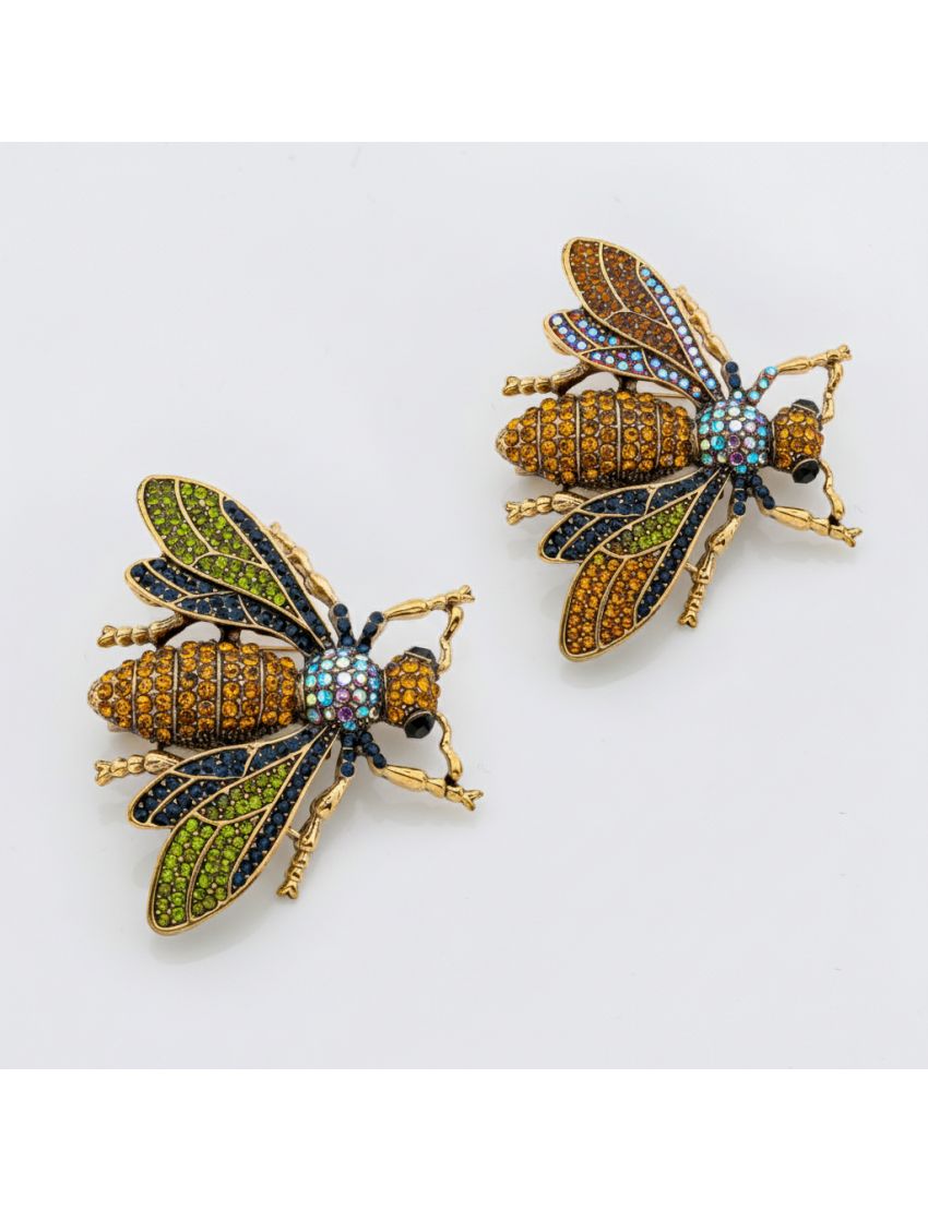 Καρφίτσα σε σχήμα μέλισσας, διακοσμημένη με πολύχρωμα στρας