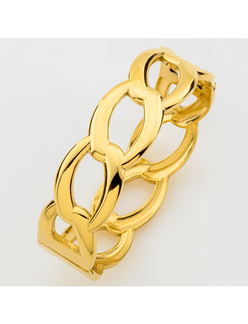 Bold Oval Mesh Bangle – Statement Metallic Λάμψη