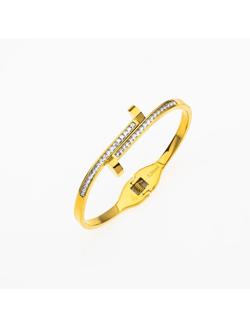 Γυναικείο Βραχιόλι Χειροπέδα Ανοιγόμενο με Στράς