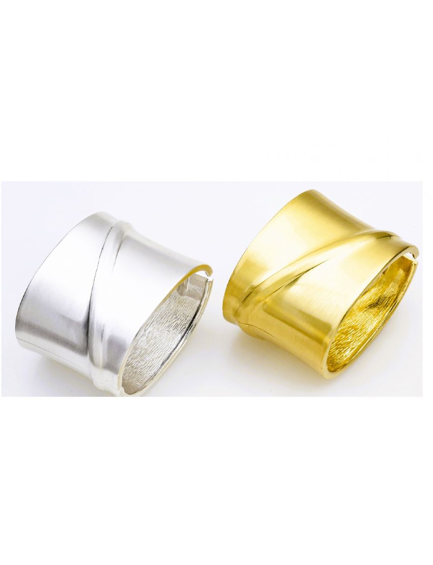 Μεταλλικό Φαρδύ Βραχιόλι με Στρωτό & Ματ Φινίρισμα