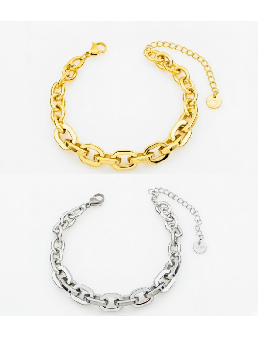 Βραχιόλι με χοντρές αλυσίδες (chunky chain), διαθέσιμο σε ασημί και χρυσό