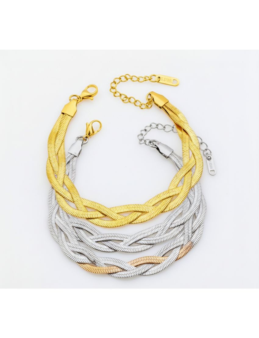 Βραχιόλι με σχέδιο από περίτεχνα πλεγμένες επίπεδες αλυσίδες  σχήμα