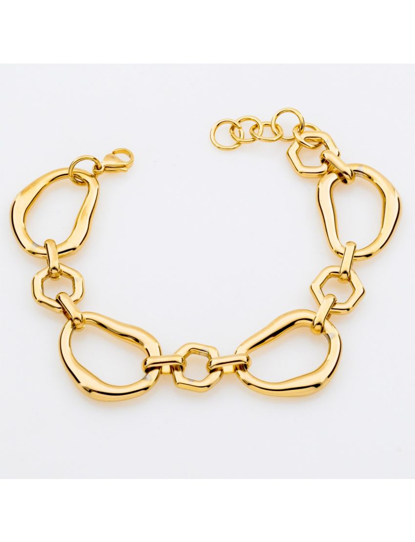 Xρυσό βραχιόλι με καλλιτεχνικούς, ακανόνιστους κρίκους