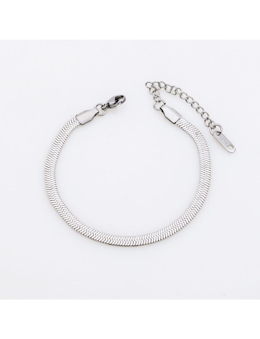 Ασημί Βραχιόλι Αλυσίδα Φίδι (Snake Chain) από Ανοξείδωτο Ατσάλι