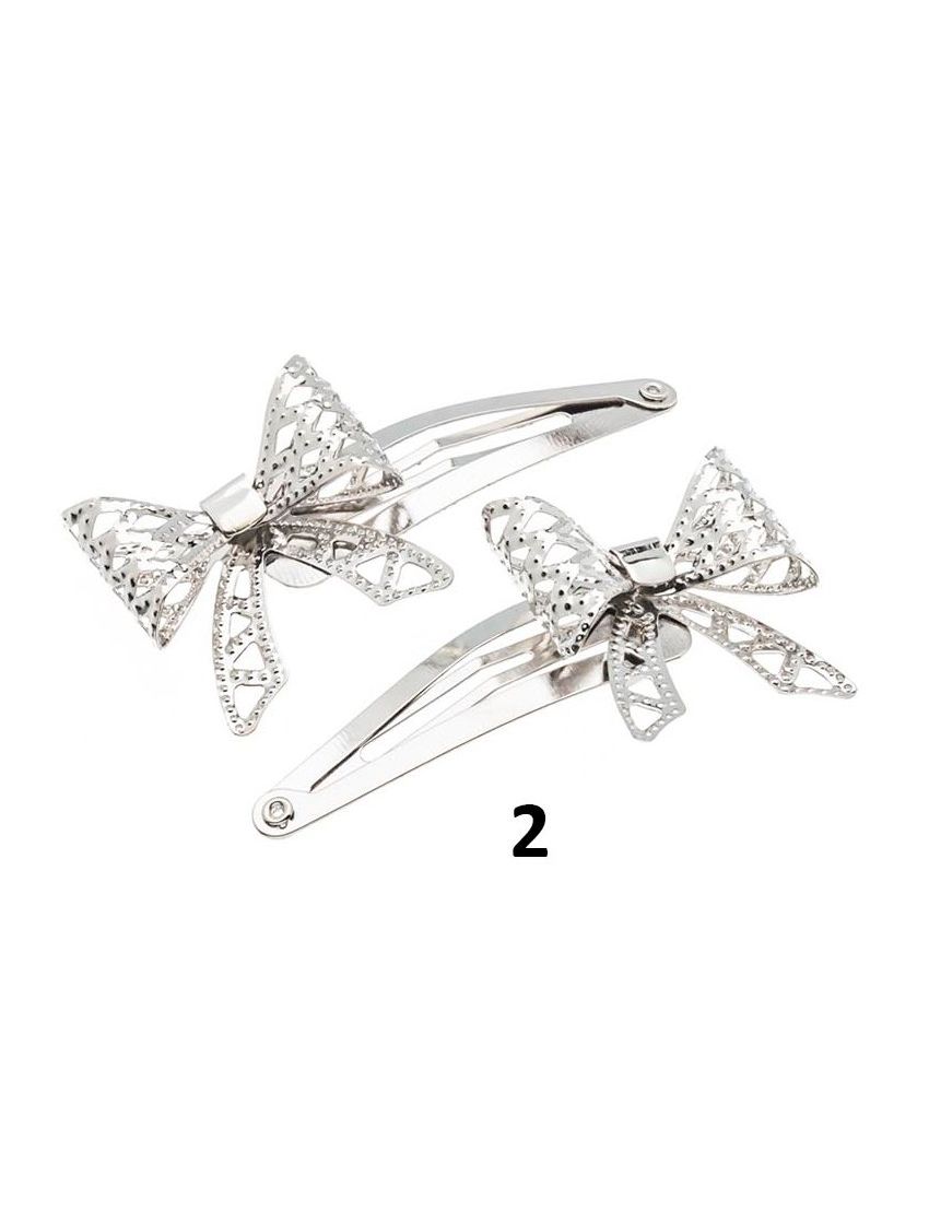 Κλικ κλακ μεταλλικό σχέδιο φιόγκος σε 3 χρώματα (συσκευασία 2 τεμάχια)