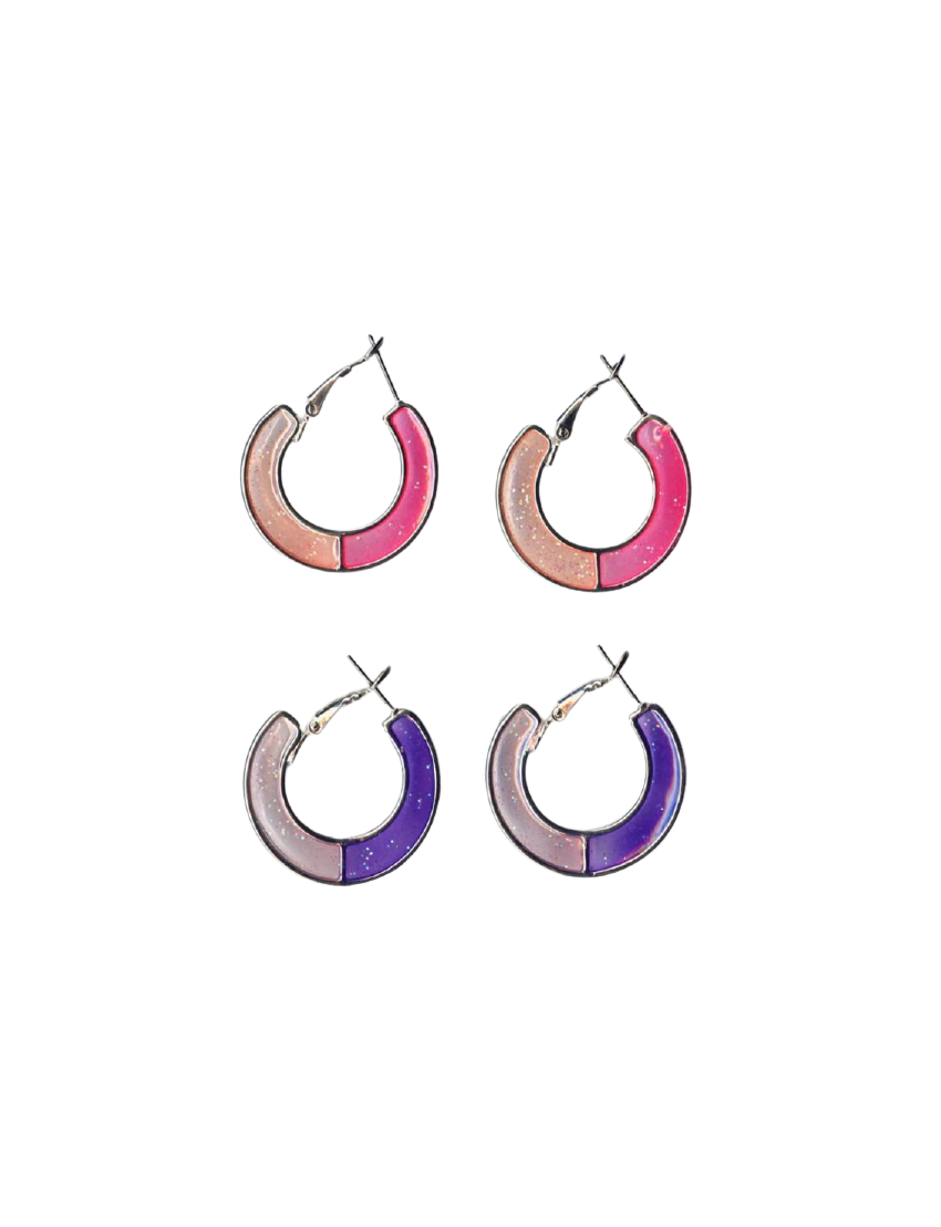 Σκουλαρίκια μεταλλικά μισοφέγγαρο με σμάλτο σε 4 χρώματα