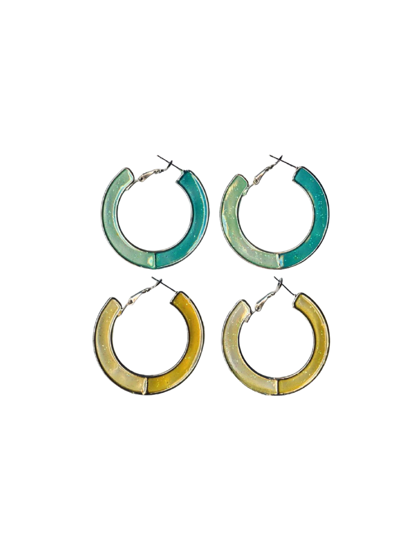 Σκουλαρίκια μεταλλικά μισοφέγγαρο 3,5εκ με σμάλτο σε 4 χρώματα