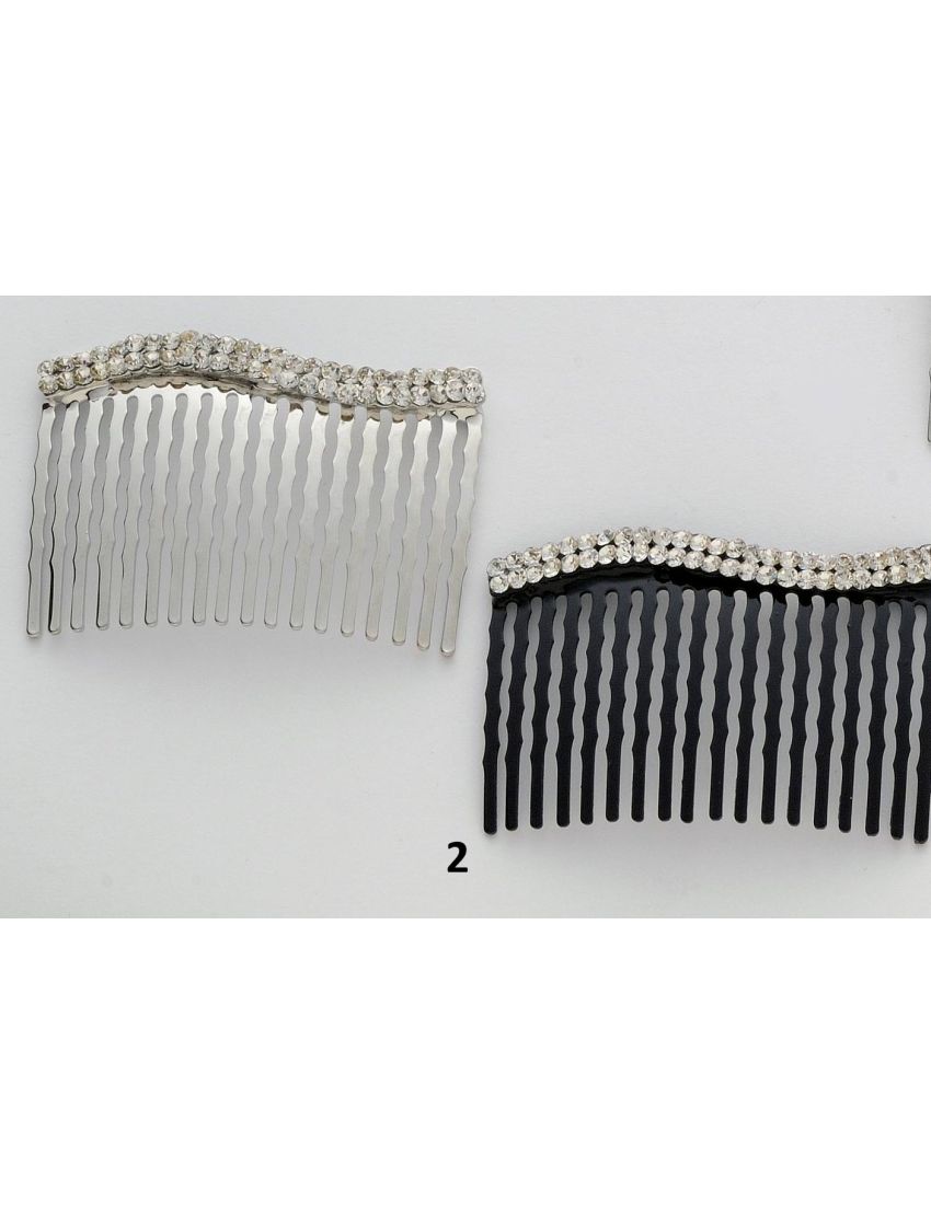 Χτενάκια μεταλλικά διακοσμημένα με στράς σε 2 χρώματα - Σχέδιο 2