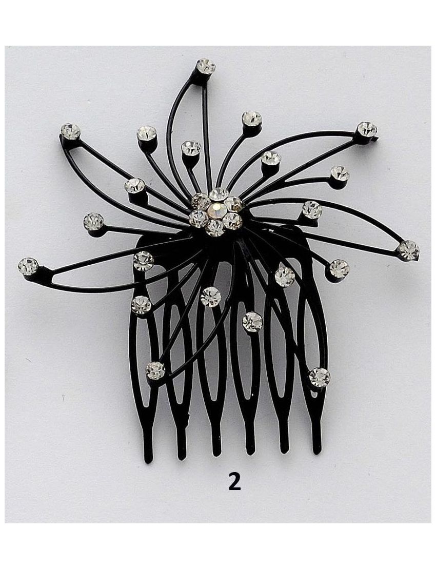 Χτενάκια μεταλλικά μαύρα σε 4 σχέδια διακοσμημένα με στράς