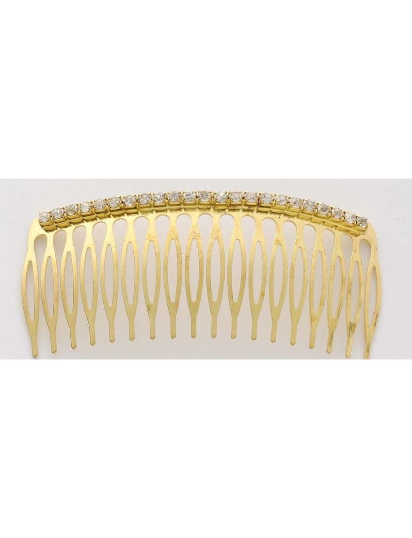 Χτενάκι μεταλλικό χρυσό 8,5εκ διακοσμημένο με μια σειρά από στράς