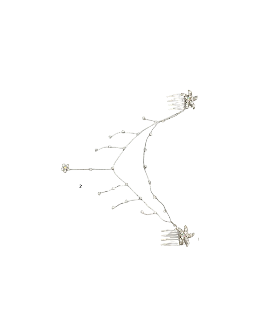 Χτενάκια μεταλλικά σε ασημί χρώμα με αλυσίδα σε 2 σχέδια