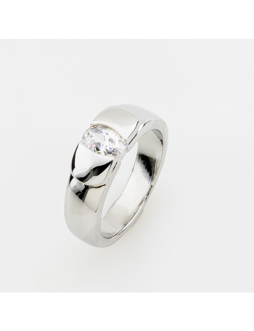 Πολυτελές Ασημί Δαχτυλίδι Abstract με Premium Zirconia