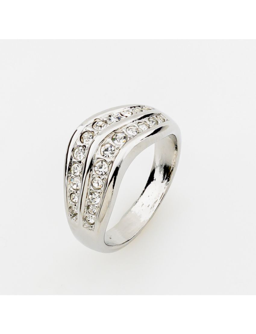 Πολυτελές Ασημί Δαχτυλίδι Abstract με Premium Zirconia