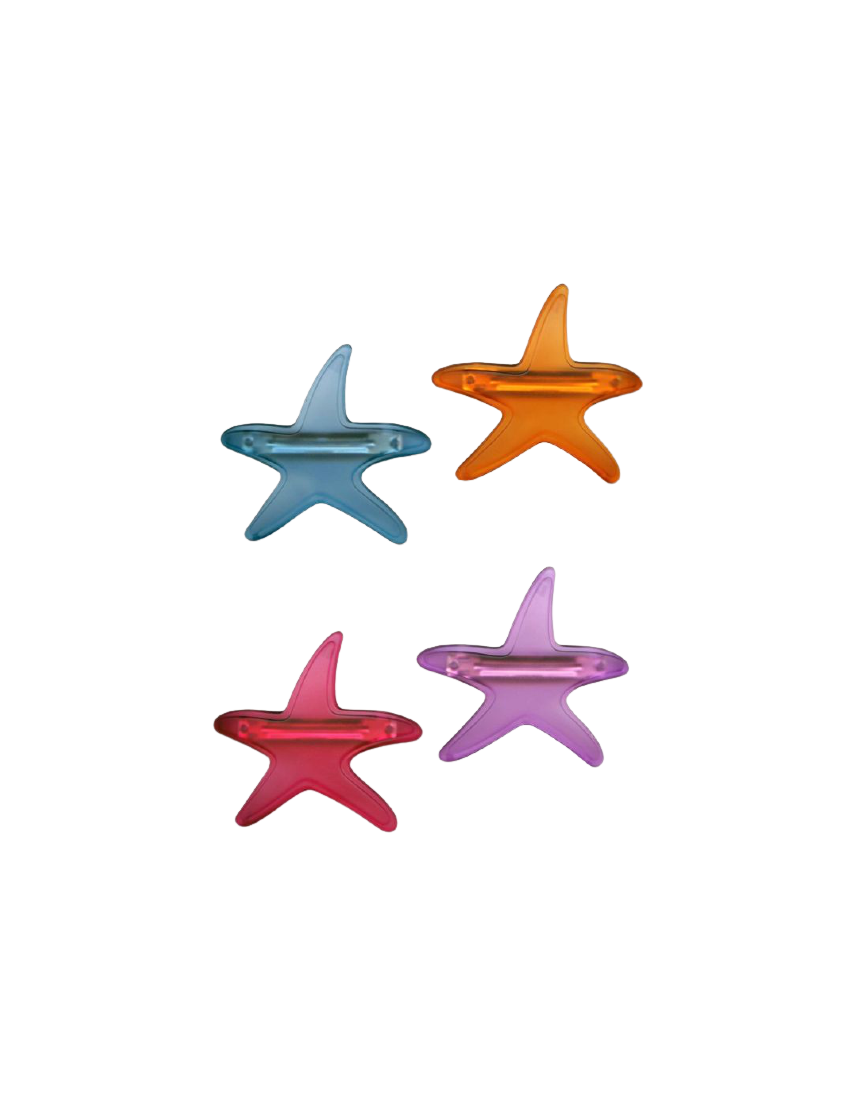 Μπαρέτα πλαστική σχέδιο αστερίας σε 4 ημιδιάφανα χρώματα