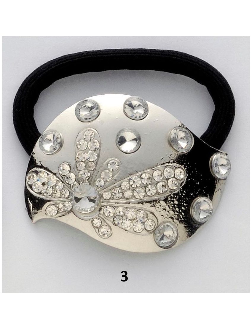 Λάστιχο με μεταλλικό διακοσμητικό και στράς σε 4 σχέδια-3