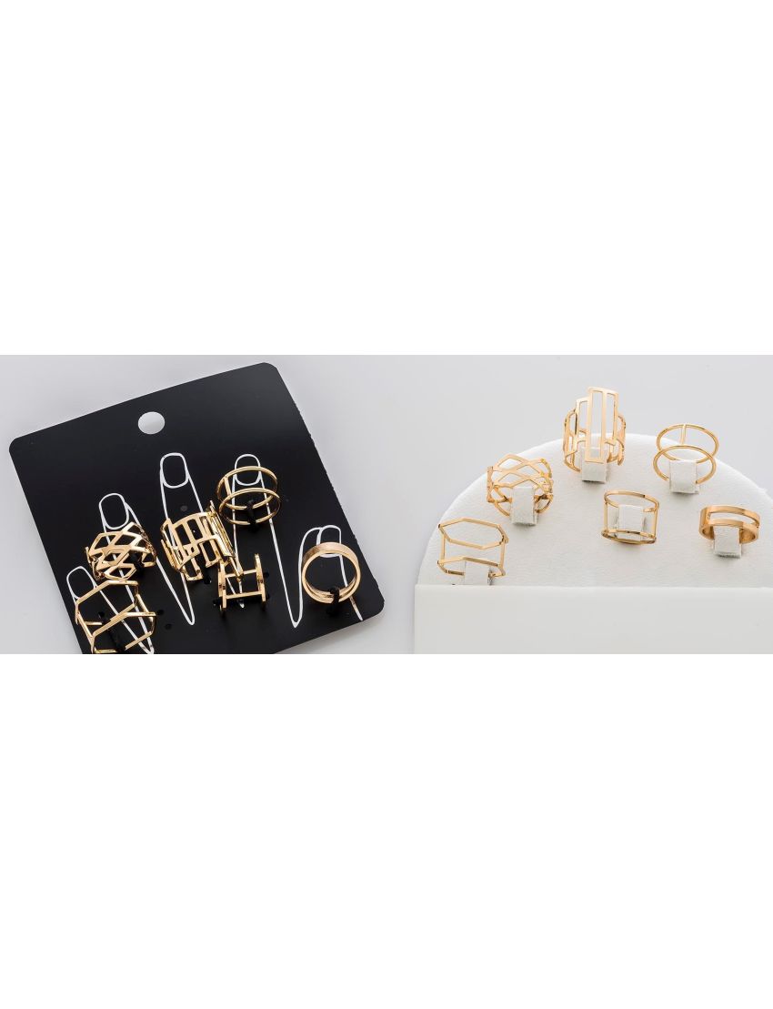 Σέτ δαχτυλίδια σε χρυσό χρώμα,εντυπωσιακά σχέδια (5 τεμάχια)