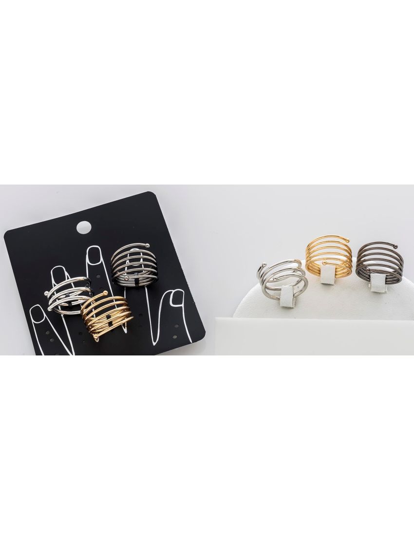 Σέτ δαχτυλίδια μεταλλικά σπιράλ σε 3 χρώματα