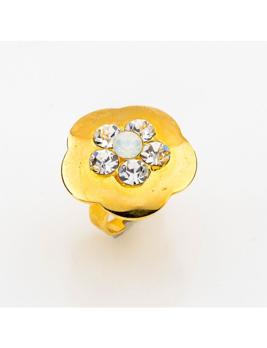 Δαχτυλίδι μεταλλικό λουλούδι διακοσμημένο με στράς ( 6 χρώματα)