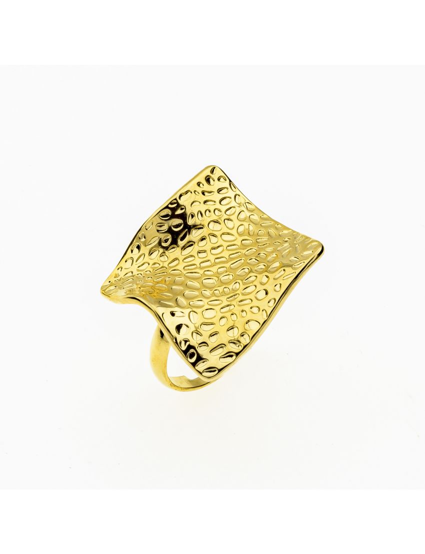 Δαχτυλίδι με Σφυρήλατο Τετράγωνο Κυμματιστό Σχέδιο