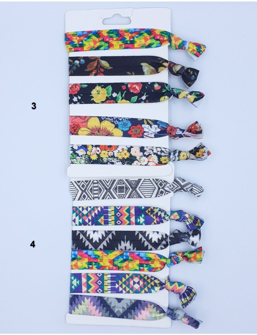 Λάστιχο υφασμάτινο λεπτό σαν κορδέλα με γεωμετρικά σχήματα και λουλούδια