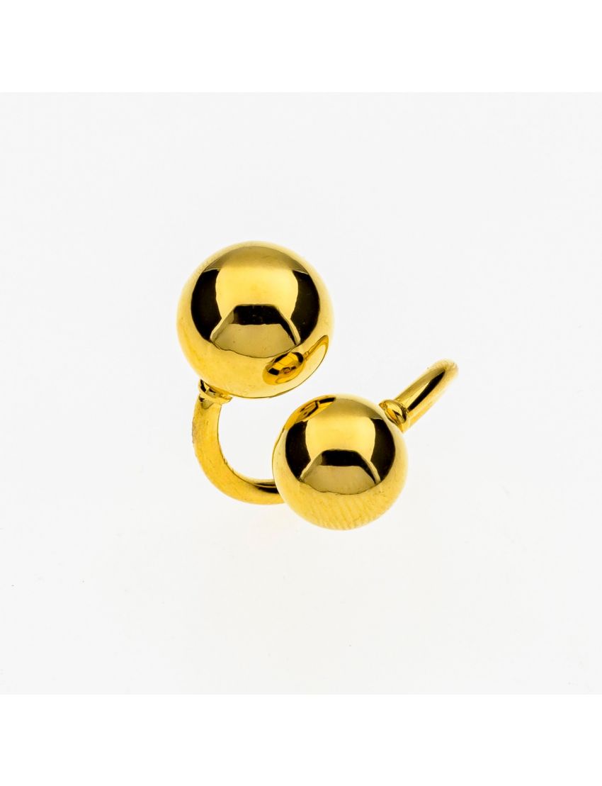 Minimal Chic Δαχτυλίδι – Λεπτή Γραμμή με Δύο Μεταλλικές Χάντρες