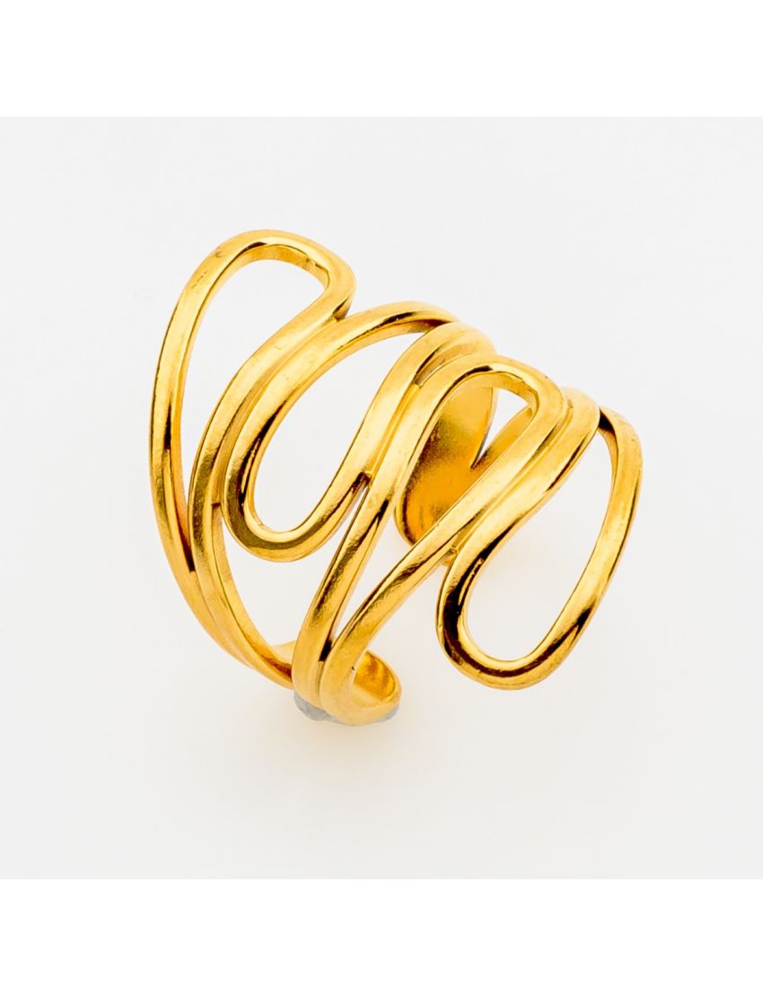 Golden Coil Illusion Ring - Minimalist Multi-Band Design