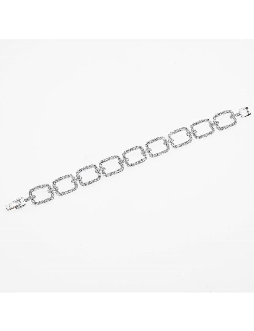 Βραχιόλι Τετράγωνη Αλυσίδα με Στράς