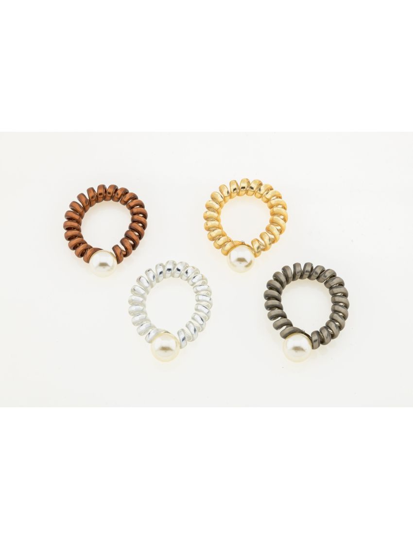 Λάστιχο σπιράλ μεγάλο με λευκή πέρλα