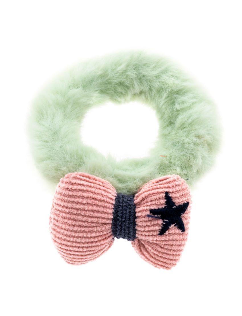 Λάστιχο παιδικό υφασμάτινο γούνινο με κοτλέ φιόγκο σε 4 χρώματα