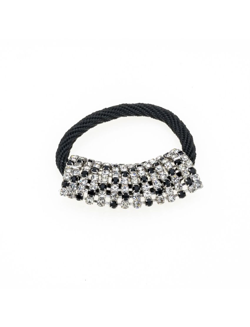 Λάστιχο με μεταλλικό στοιχείο διακοσμημένο με ασπρόμαυρα στράς