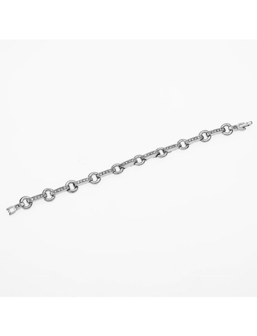 Βραχιόλι Μπρασελέ Γυναικείο σε Ασημί Χρώμα με Στράς