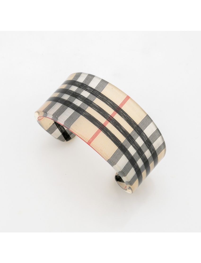 Σταθερό Βραχιόλι Cuff με Εικονικό Καρό Print για Bold Εμφανίσεις