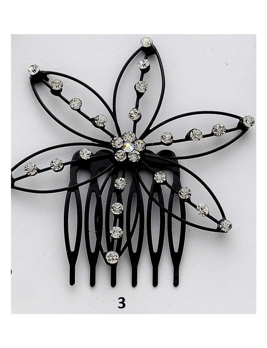 Χτενάκια μεταλλικά μαύρα σε 4 σχέδια διακοσμημένα με στράς