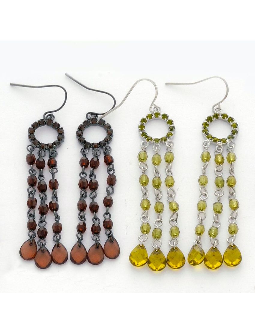 Σκουλαρίκια μεταλλικά με χάντρες σε 2 χρώματα