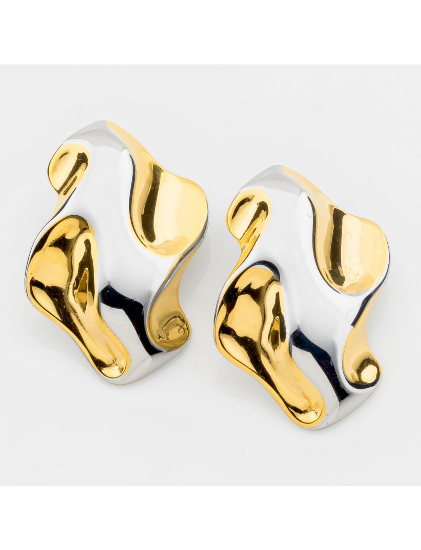 Minimalist Δίχρωμα Σκουλαρίκια Sculpted