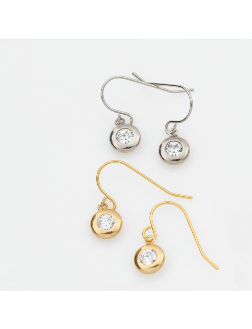 Elegant Κρεμαστά Σκουλαρίκια με Λευκό Στρας