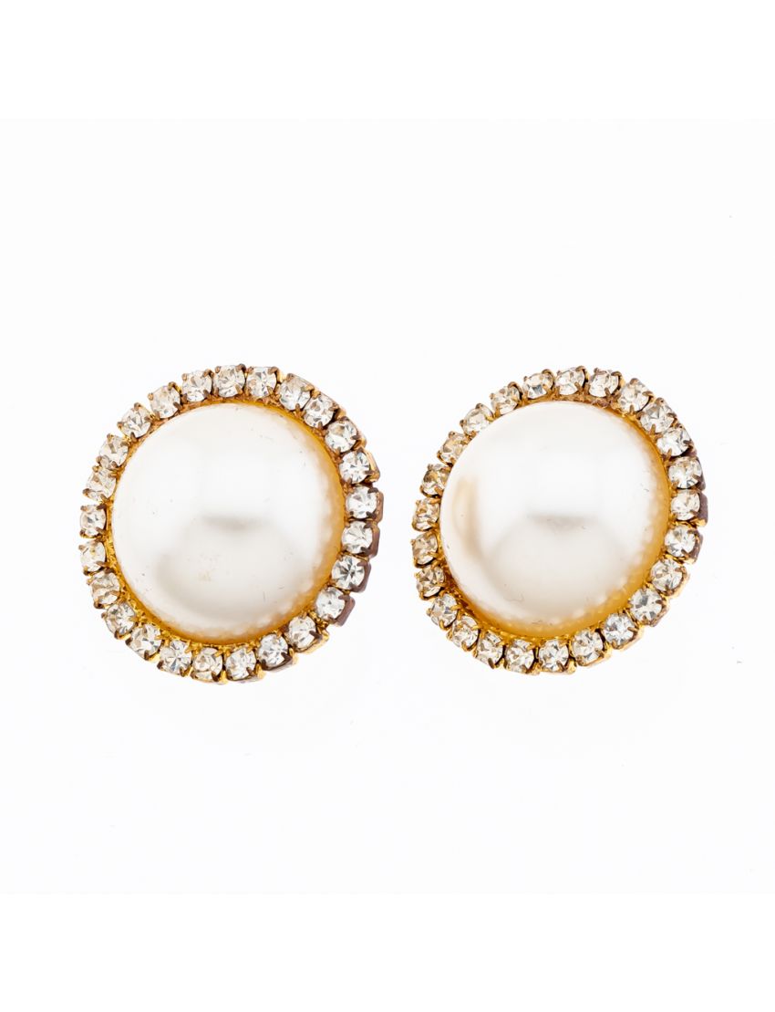 Σκουλαρίκια μεταλλικά σε περίτεχνα σχέδια διακοσμημένα με στράς και πέρλα-2