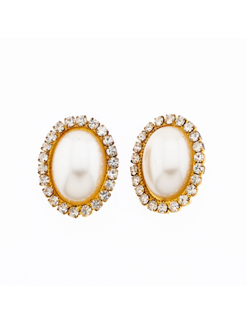 Σκουλαρίκια μεταλλικά σε περίτεχνα σχέδια διακοσμημένα με στράς και πέρλα-4