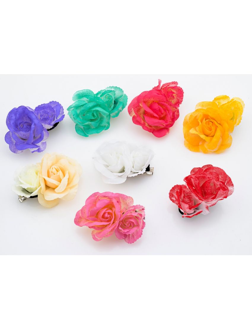  Κλίπ με Υφασμάτινα Λουλούδια