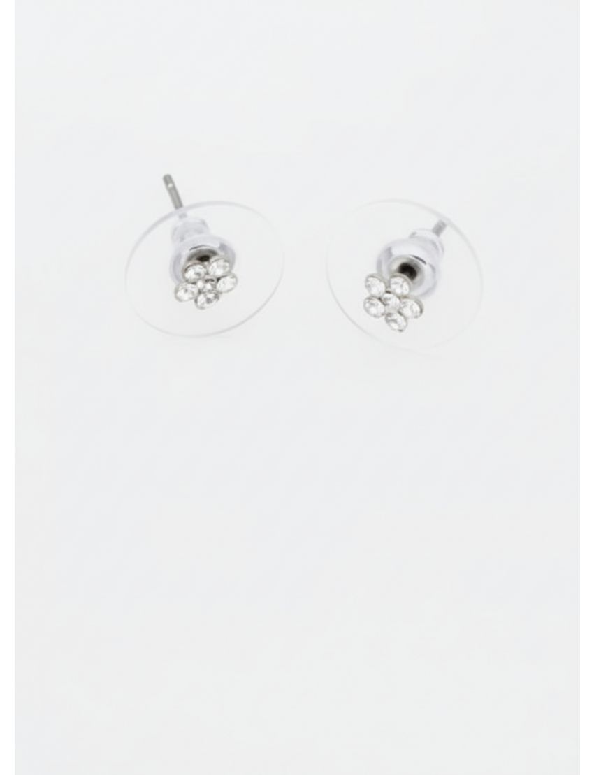 Σκουλαρίκια μεταλλικά σχέδιο μαργαρίτα με στράς