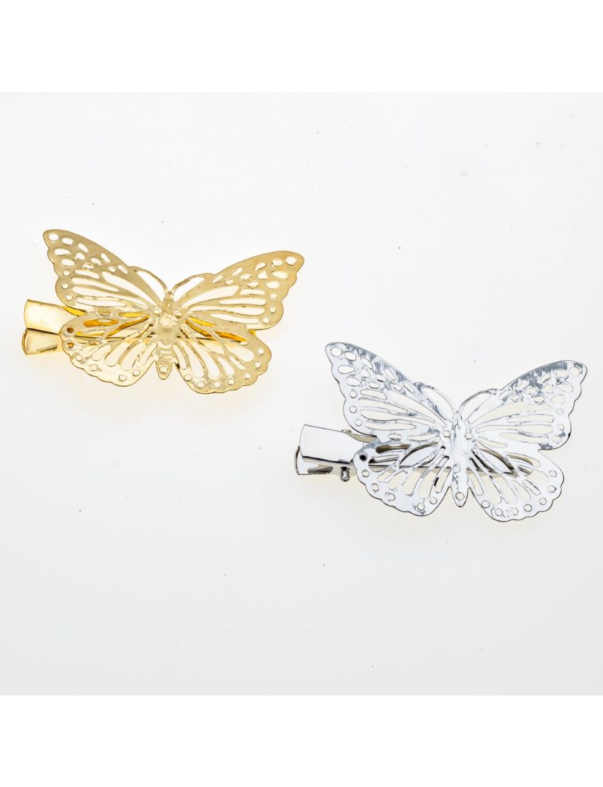 Κλιπ σε σχήμα πεταλούδας σε χρυσό και ασημί