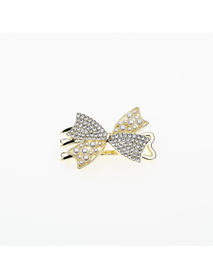 Κλιπ μεταλλικό χρυσό με στρας σε 5 σχέδια