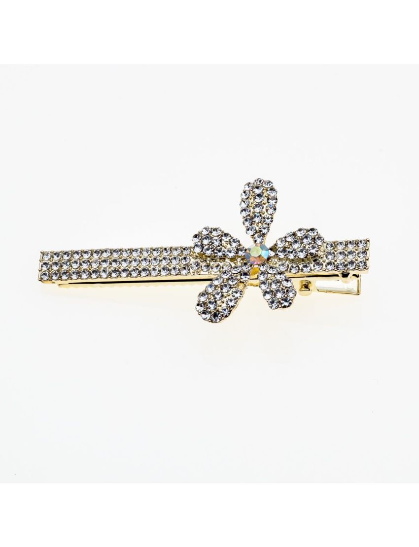 Κλιπ μεταλλικό με στρας και πέρλες σε 3 σχέδια