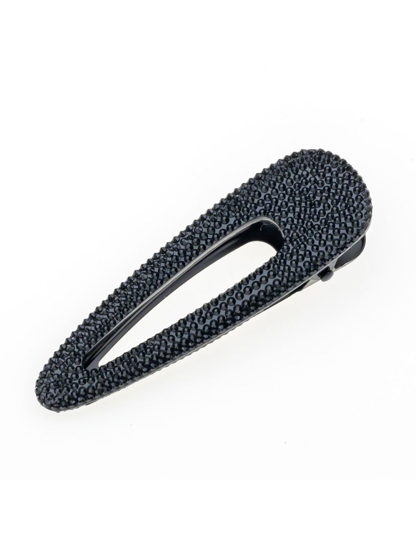 Κλιπ μεταλικό με μαύρα στρας